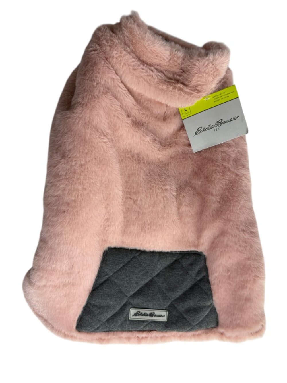 New NWT Eddie Bauer Faux Fur Reversible Dog Vest Light Pink / Gray.  Quilted Pat